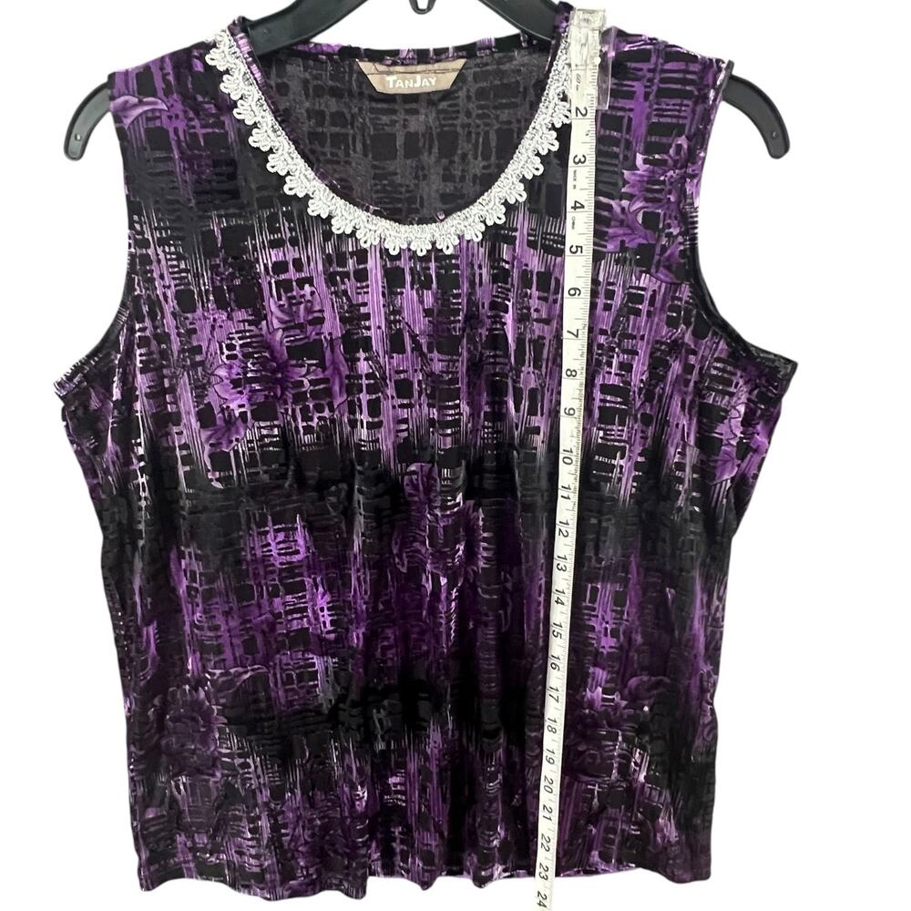 Tan‎ Jay Velvet Burnout Tank Top Womens M Purple Black Lace Whimsygoth Vintage - Picture 8 of 13